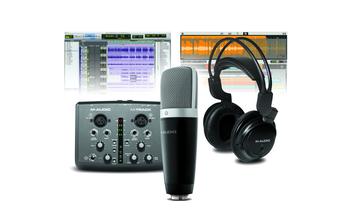 Beige Complete Vocal Production Package 1 M-Audio M-Track 2x2 Studio PRO 
